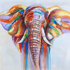 Elephant Painting Impressionist Africa Elephant Palette Knife Wild Animal Paintings On Canvas Original Abstract Extra Large Framed Wall Art Elephant Painting Painting Animal Paintings