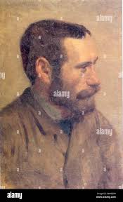 N/A. English: Presumed Self-portrait (with Dog) . 1894. Adam Badowski  (1857-1903) 161 Badowski-Selfportrait Stock Photo