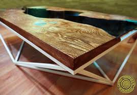 Ash Blue Bay Live Edge River Coffee Table With Etsy Blue Bay Resin Table Live Edge