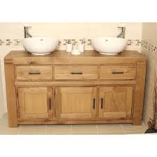 D vanity in reclaimed oak with engineered stone vanity top in crystal white with white sink. Milan Large Rustic Double Oak Bathroom Vanity Unit Best Price Guarantee