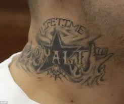 Metallica is the name of an american heavy metal band that was formed in 1981 in los angeles. Ex Nfl Star Aaron Hernandez Reveals Bloods Gang Tattoo During Murder Trial Daily Mail Online
