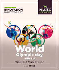 The olympic rings logo remade every day. World Olympic Day Olympics Day Never Give Up