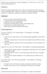 Handle eviction accounts and statement of deposits). Building Superintendent Resume Example Myperfectresume