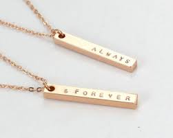 Couple S Necklace Always Forever Mother Daughter Etsy Couple Necklaces Gold Bar Necklace Diamond Initial Necklace