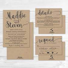 Kraft Calligraphy Wedding Invitation Rsvp And Details Set Templates Wedding Invitations With Rsvp Included Cards Cheap Kit Online In 2021 Wedding Invitations Rsvp Calligraphy Wedding Invitation Wedding Invitations