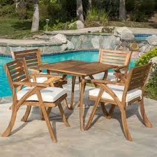 Found It At Wayfair Ajax 5 Piece Dining Set With Cushion Patio Dining Set Outdoor Dining Set Wood Patio
