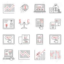 Finance And Stock Line Icons Investment Strategy Linear Signs