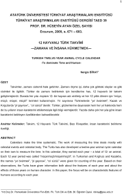 12 Hayvanli Turk Takvimi Zamana Ve Insana Hukmetmek Turkish Twelve Year Animal Cycle Calendar To Dominate Time And Human Pdf Ucretsiz Indirin