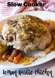 Lemon Garlic Slow Cooker Whole Chicken Recipe Stuffed Whole Chicken Crockpot Recipes Slow Cooker Vegan Recipes Easy