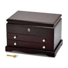 Mahogany Matte Finish Poplar Veneer 2 Drawer Jewelry Box Pretty Storage Mahogany Decorative Boxes