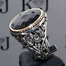 Black And Silver Mens Ring 925 Sterling Silver Mens Ring With Black Onyx Unique Artisan Jewelry Sterling Silver Mens Rings Mens Jewelry Rings For Men