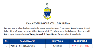 Air adalah satu komoditi yang berharga yang penting untuk kehidupan. Jawatan Kosong Di Negeri Pulau Pinang Kelayakan Spm Diploma Ijazah Ejawatankini Com