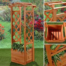 Schritt für schritt zum traumgarten. Rosenbogen Inkl Blumenkubel Aus Holz Garten Deko Spalier Rundbogen Pergola Kaufen Bei Mucola Gmbh