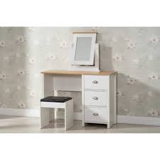 Vasagle vanity set, makeup dressing table with round mirror, 2 large drawers with sliding rails, cushioned stool, white urdt11w, 31 1/2l x 15 3/4w x 51 3/8 h. Heritage White And Oak Dressing Table And Stool Dreams Outdoors