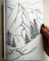 Mountain Dotwork Illustration Landscape Pencil Drawings Meaningful Drawings Mountain Drawing