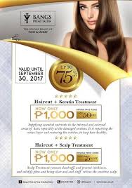 Clients can choose from different conditioning services with varying price ranges. Bangs Prime Salon Haircut Hair Treatment Promo Loopme Philippines