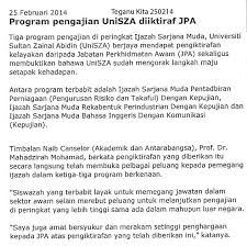 Ia merangkumi peringkat sijil, diploma, diploma lanjutan dan ijazah sarjana muda serta kelayakan yang telah memperoleh pengiktirafan. Keratan Akhbar Unisza