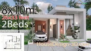 Home design idea more plans download on youtube: House Design 3d 8x10 Meter 26x33 Feet 2 Bedrooms Terrace Roof House Design 3d