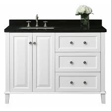 Black Bathroom Vanity Top Ancerre Designs Hannah 48 In W X 22 In D Bath Vanity In White With Quartz Vanity Top In Black With White Basin And Mirror Vtsm Hannah 48 L W B Quartz Vanity Tops Bathroom Vanity Single