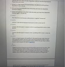 Calculate The Total Child And Other Dependent Cred Chegg Com