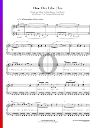One Day Like This Sheet Music Piano Voice Pdf Download Streaming Oktav