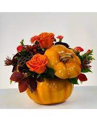 Shirley's flower studio is totally committed to originality, creativity, and quality of products and. Autumn Pumpkin In Rogers Bentonville Ar Shirley S Flower Studio Fall Pumpkins Flower Studio Thanksgiving Flowers
