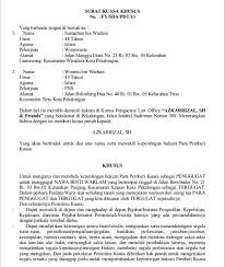 Contoh Surat Kuasa Khusus Perdata Surat Kuasa Surat Hukum Pidana