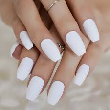 The best nail shape for you. Amazon Com Echiq Coffin Fake Nails Matte White Frosted Press On Nails With Adhesive Tabs Medium Beauty