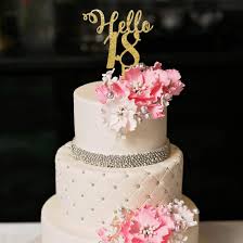 Cake ideas for 18th birthday. Yuinyo Hello 18th Birthday Cake Topper Gold Happy18th Birthday Party Decoration Supplies Calligraphy Bling Cake Decoration Sign Party Banner Quality Acrylic Gold Amazon In Grocery Gourmet Foods