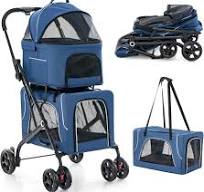Amazon.com: PETSITE Double Dog Stroller, Foldable 3-in-1 4 ...