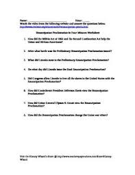 Civil War Emancipation Proclamation In Four Minutes Video Worksheet With Images Emancipation Proclamation Emancipation Worksheets