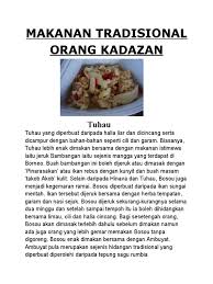 Makanan tradisional suku kaum di malaysia. Makanan Tradisional Orang Kadazan