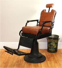 Barber Chair With Leather Seat Cushions Cast Iron Base Hand Made Antique Replica