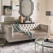 Tufted Upholstered Velvet Nailhead Sofa Safavieh Com Velvet Tufted Sofa Nailhead Sofa Glam Sofas