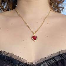 Romantic Heart Necklace Only 1 Left Ruby Red Depop Fashion Jewelry Earrings Fashion Jewelry Jewelry