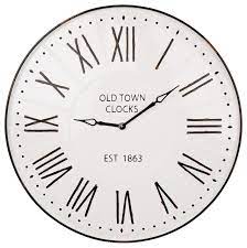 Lighthouse nautical blue shiplap rustic decor large clock. Metal Enamel Oversized Wall Clock Decor Farmhouse Wall Clocks By Glitzhome Houzz