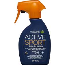 Recommendation to use a lotion or cream instead. Woolworths Active Sport Sunscreen Spf 50 250ml Woolworths