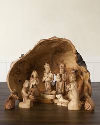 Olive Wood Nativity Set Christmas Nativity Scene Christmas Cave Nativity Set