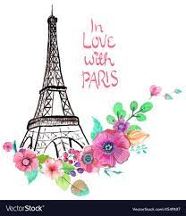 Eiffel Tower With Watercolor Flowers Colorful For Beautiful Design Download A Free Preview Or High Watercolor Flower Vector Paris Canvas Eiffel Tower Drawing