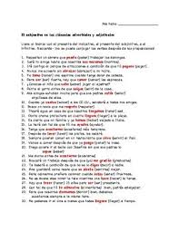 Adverb clause worksheet with answers. Spanish Subjunctive Worksheet Adverbial Clauses Time Conjunctions