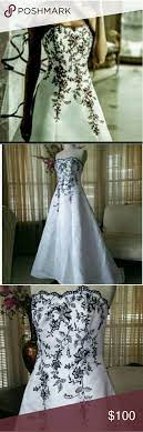 Davids Bridal Black White Wedding Dress Black White Wedding Dress Boho Floral Dress Embroidery Dress Boho