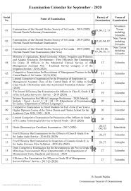 Exam Calendar September 2020 Exam Department Teacher