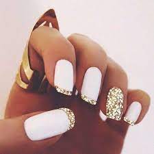 Decorados de uñas | diseños de uñas ~ if you re searching for uñas esculpidas blancas con brillo you've reached the perfect place. Unas Glitter Blanco Y Dorado Disenos De Unas Blancas Unas Para Novia Manicura De Unas