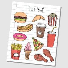 Hand Drawn Fast Food Elements 03 Vector Food Drawing Easy Food Doodles Fast Food