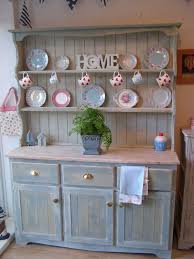 Shabby Chic Welsh Dresser With Annie Sloan Duck Egg Blue Versailles Old Ochre Shabby Chic Kitchen Cabinets Shabby Chic Kitchen Shabby Chic Welsh Dresser