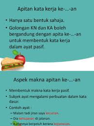 Awalan, akhiran, apitan, dan sisipan. Kata Kerja Pasif Contoh