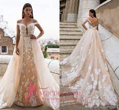 Milla Nova 2016 Mermaid Wedding Dresses With Detachable Train Illusion Long Sleeve Ruf Detachable Wedding Dress Detachable Train Wedding Dress Lace Bridal Gown