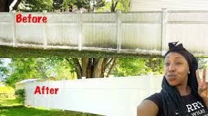 Get it thoroughly wet, then squeeze out excess water start swiping your fence, working from the top down if the eraser gets too dirty, cut off dirty bits and continue swiping until done. How To Clean Vinyl Fence Without Power Washer Youtube
