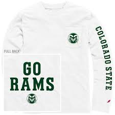 White Long Sleeve Pocket Colorado State University League Tee Spirit Shirts University Shirt White Long Sleeve