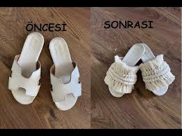 Makrome Terlik Yapimi Diy Terlik Yenileme Macrame Slippers Youtube 2020 Terlik Slippers Elisi Fikirleri